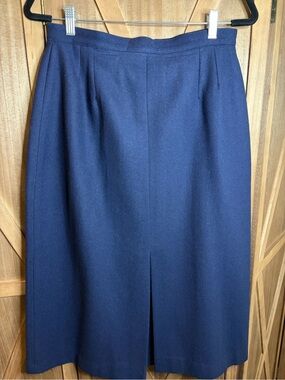 TABI INTERNATIONAL Vintage Navy Blue Wool Midi Pencil Skirt SIZE 14
